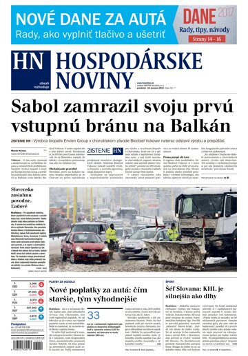 Obálka e-magazínu Hospodárske noviny 16.01.2017