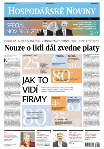 Obálka e-magazínu Hospodářské noviny 001 - 2.1.2018