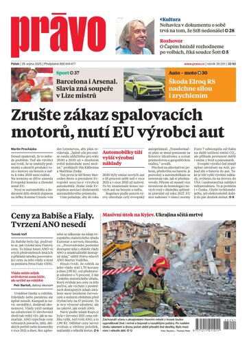 Obálka e-magazínu Deník Právo 29.8.2025