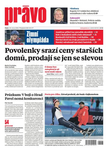 Obálka e-magazínu Deník Právo 20.2.2026