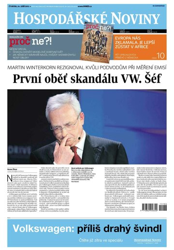 Obálka e-magazínu Hospodářské noviny 186 - 24.9.2015