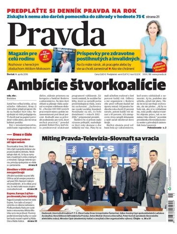 Obálka e-magazínu Pravda 14. 4. 2016