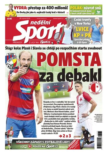 Obálka e-magazínu Nedělní Sport 28.8.2016