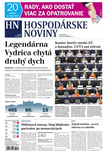 Obálka e-magazínu Hospodárske noviny 16.02.2017