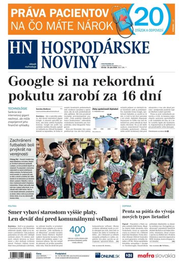 Obálka e-magazínu Hospodárske noviny 19.07.2018