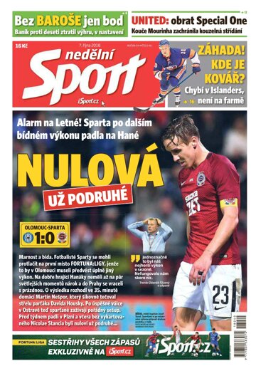 Obálka e-magazínu Nedělní Sport 7.10.2018