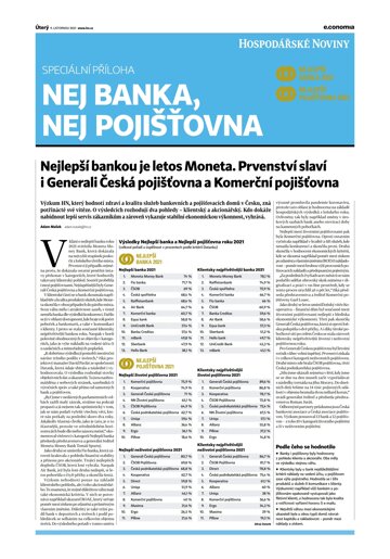 Obálka e-magazínu Hospodářské noviny - příloha 216 - 9.11.2021 Nej banka nej pojišťovna