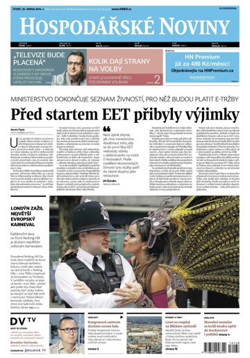 Obálka e-magazínu Hospodářské noviny 168 - 30.8.2016