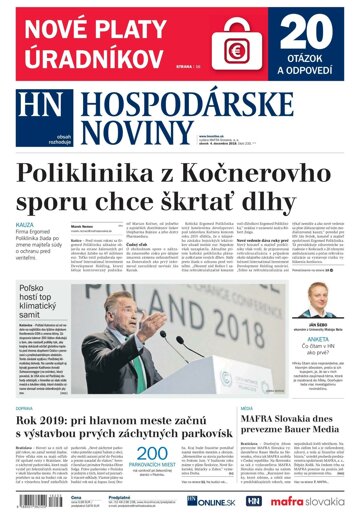 Obálka e-magazínu Hospodárske noviny 04.12.2018