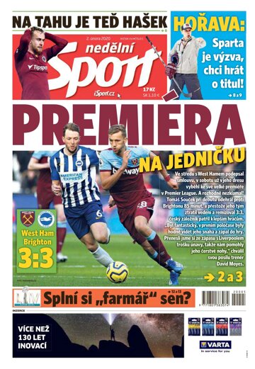 Obálka e-magazínu Nedělní Sport 2.2.2020