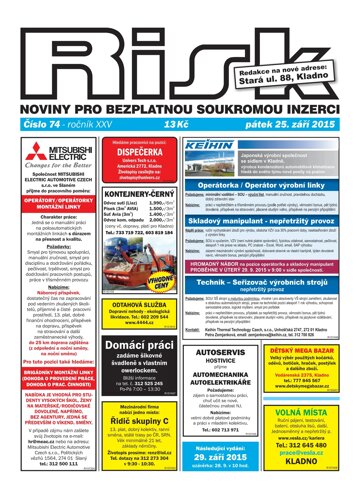 Obálka e-magazínu Risk 74/2015