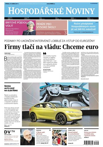 Obálka e-magazínu Hospodářské noviny 076 - 19.4.2017