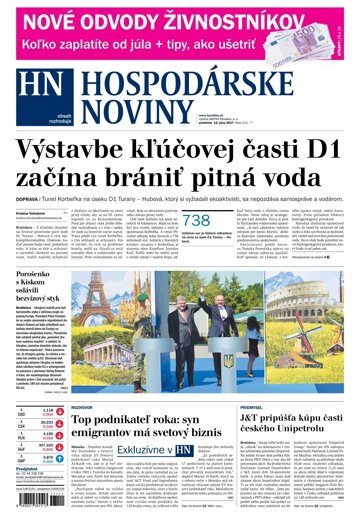 Obálka e-magazínu Hospodárske noviny 12.06.2017