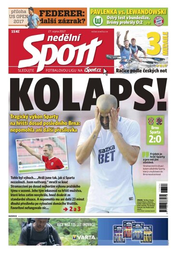Obálka e-magazínu Nedělní Sport 27.8.2017