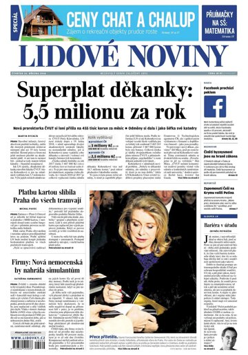 Obálka e-magazínu Lidové noviny 22.3.2018