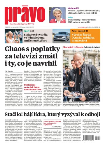 Obálka e-magazínu Deník Právo 11.7.2025