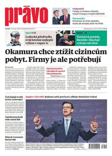 Obálka e-magazínu Deník Právo 19.1.2026