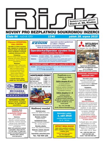 Obálka e-magazínu Risk 66/2015