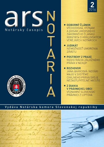Obálka e-magazínu ARS NOTARIA 2/2016