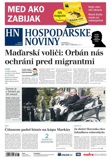 Obálka e-magazínu Hospodárske noviny 06.04.2018