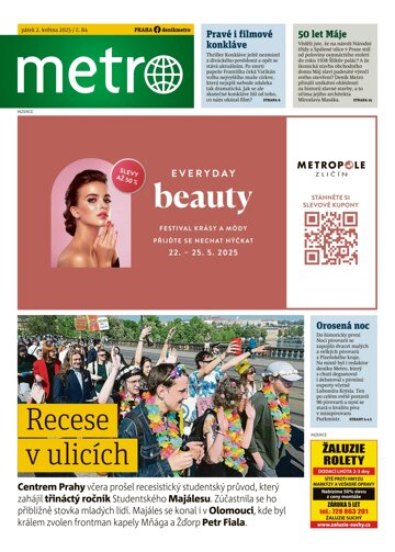 Obálka e-magazínu deník METRO 2.5.2025