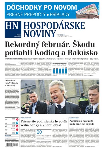 Obálka e-magazínu Hospodárske noviny 15.03.2017
