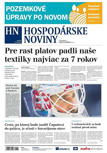 Obálka e-magazínu Hospodárske noviny 13.05.2019