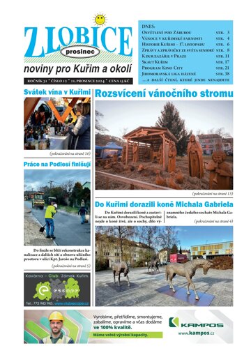 Obálka e-magazínu Zlobice noviny pro Kuřim a okolí 12/2024