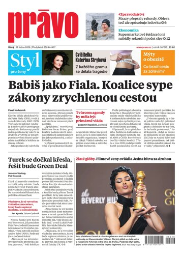 Obálka e-magazínu Deník Právo 13.1.2026