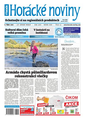 Obálka e-magazínu Horácké Noviny 41/2026