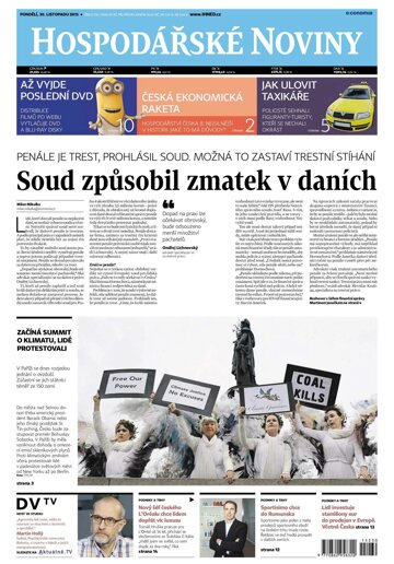Obálka e-magazínu Hospodářské noviny 230 - 30.11.2015