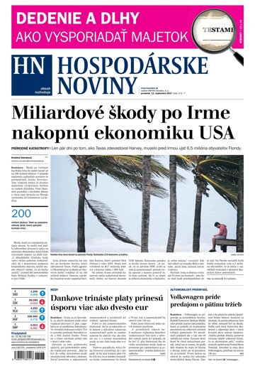Obálka e-magazínu Hospodárske noviny 11.09.2017
