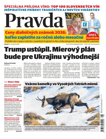 Obálka e-magazínu Pravda 25. 11. 2025