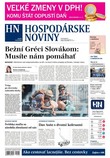 Obálka e-magazínu Hospodárske noviny 08.07.2015