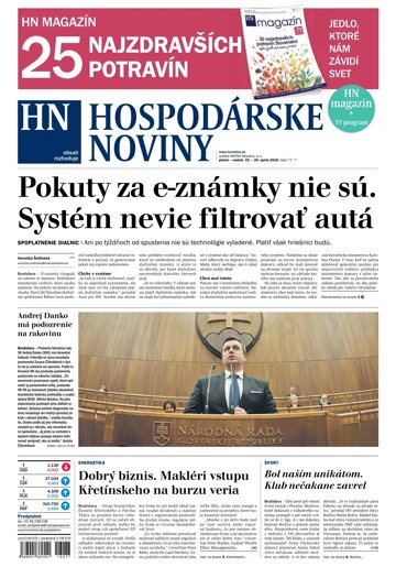 Obálka e-magazínu Hospodárske noviny 22.04.2016