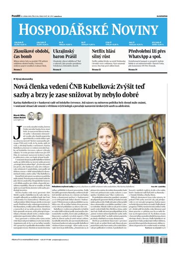 Obálka e-magazínu Hospodářské noviny 016 - 23.1.2023