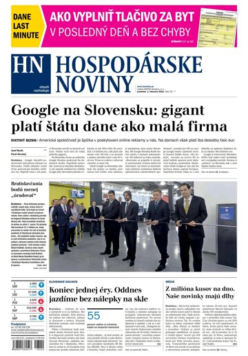 Obálka e-magazínu Hospodárske noviny 01.02.2016
