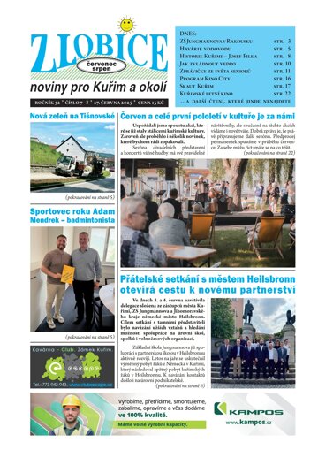 Obálka e-magazínu Zlobice noviny pro Kuřim a okolí 7-8/2025