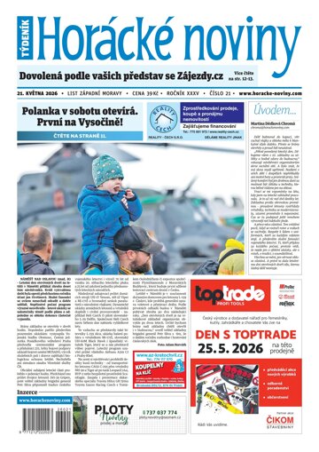 Obálka e-magazínu Horácké Noviny 21/2026