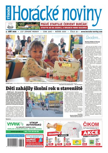 Obálka e-magazínu Horácké Noviny 36/2026
