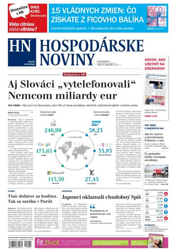 Obálka e-magazínu Hospodárske noviny 27.05.2015