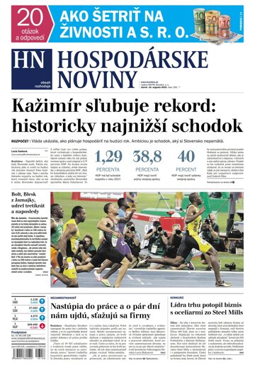 Obálka e-magazínu Hospodárske noviny 16.08.2016