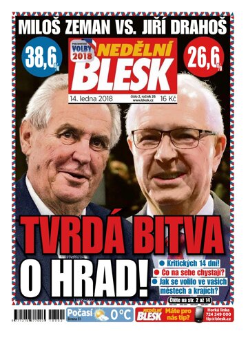 Obálka e-magazínu Nedělní Blesk 14.1.2018