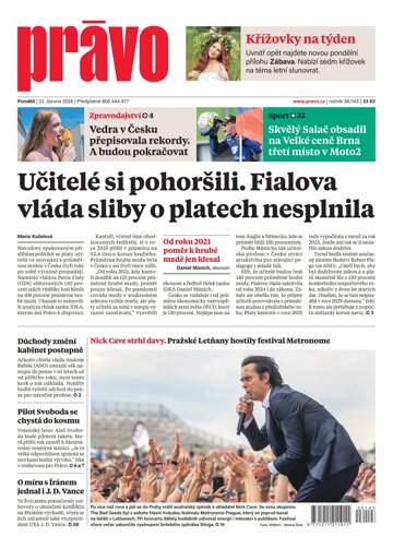 Obálka e-magazínu Deník Právo 22.6.2026