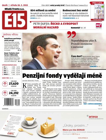 Obálka e-magazínu E15 18.2.2015