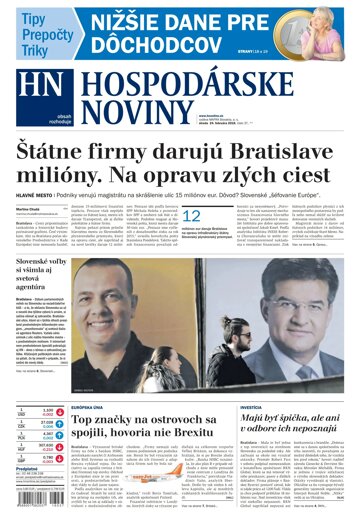 Obálka e-magazínu Hospodárske noviny 24.02.2016