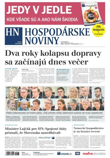 Obálka e-magazínu Hospodárske noviny 15.02.2019