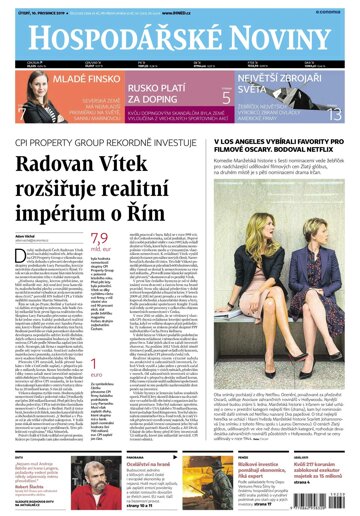 Obálka e-magazínu Hospodářské noviny 239 - 10.12.2019