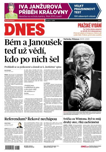 Obálka e-magazínu MF Dnes 2.7.2015