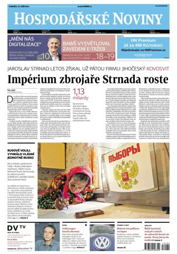 Obálka e-magazínu Hospodářské noviny 182 - 19.9.2016
